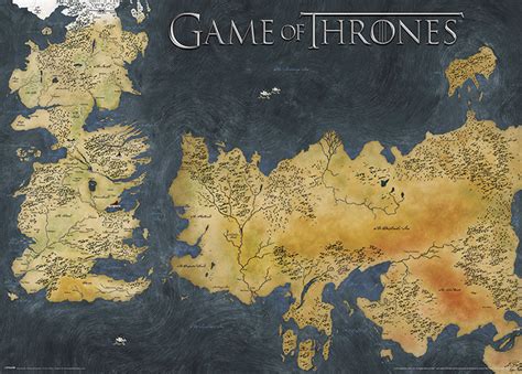 Juego De Tronos Westeros And Essos Antique Map Póster Lámina
