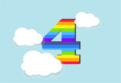 Número 4 4 Arco Iris Contando Aprender Objeto Diseño Resumen Arco Iris