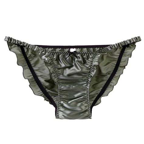 100 Silk Women S Panties Underwear Fashion Ruffle Satin Low Waist Soft
