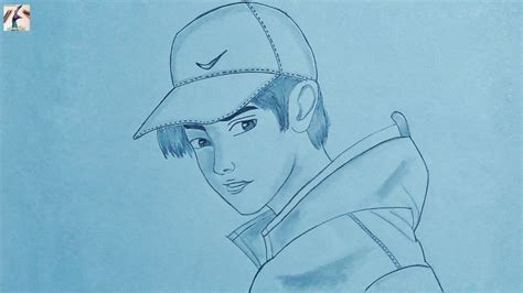 How To Draw A Sketch Side Pose Of A Boy Wearing A Hat In Simple Way