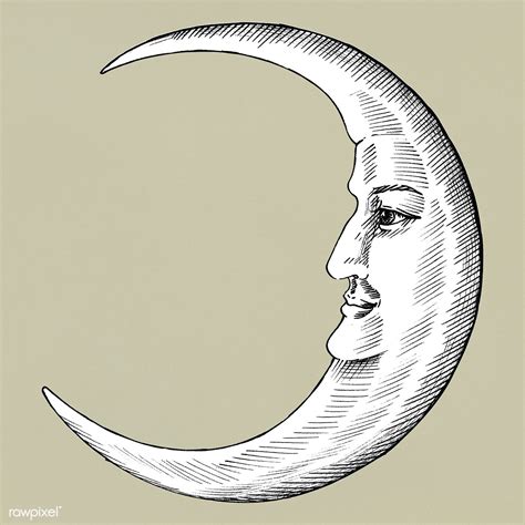 Hand Drawn Moon With Face Premium Image By Rawpixel How To Draw