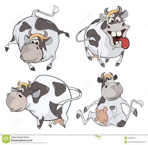 Happy Cowsclip Art Cartoon Stock Vector Illustration