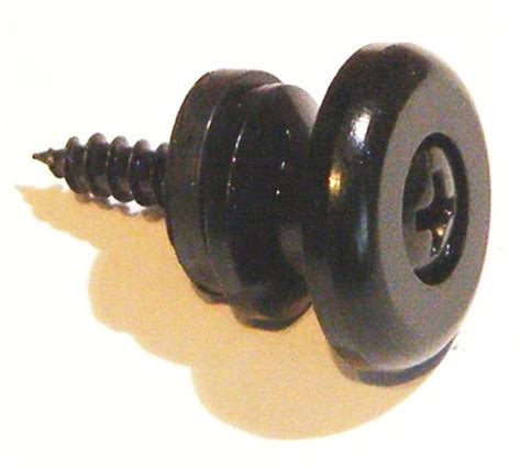 Guitar Strap Pinbutton In Black Large 17mm Diameter Including Screw