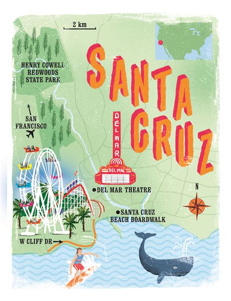 Santa Cruz Map By Scott Jessop For Sunday Times Travel Illustration