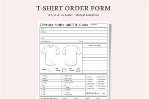 T Shirt Order Form Graphic By Watercolortheme · Creative Fabrica