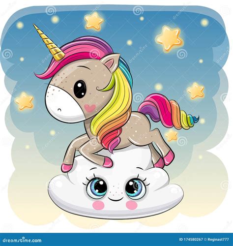 Unicorn Is Lying A On The Cloud Stock Vector Illustration Of Dreams