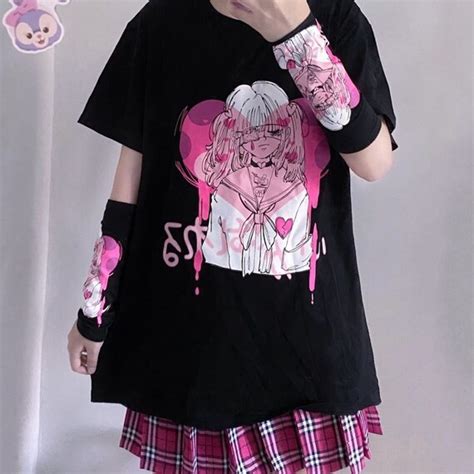 Harajuku Anime Japanese Women T Shirt Harajuku Short Sleeve Etsy