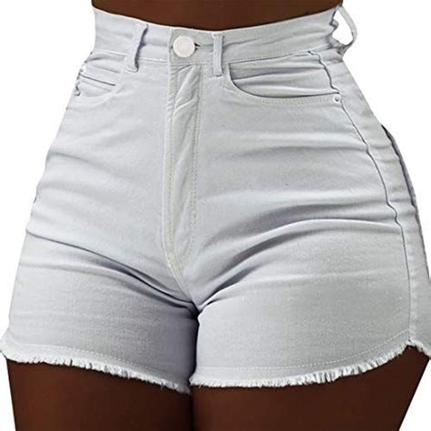 Vertvie Femme Jeans Shorts Taille Haute Denim Pantalon Court Bermudas