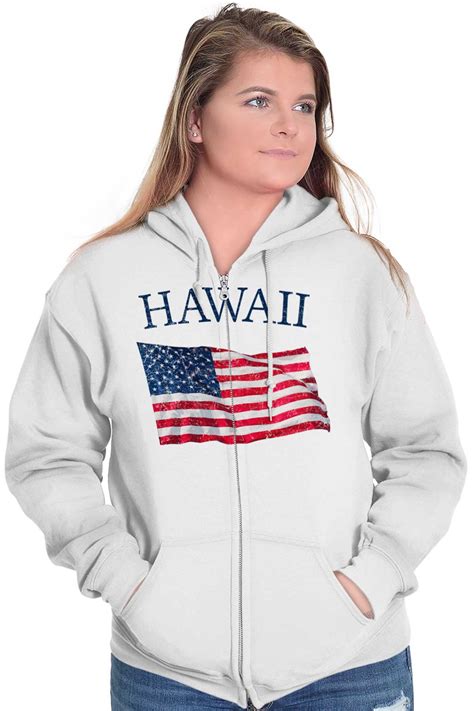 Hawaii United States Patriotic American Flag Adult Zip Hoodie Jacket