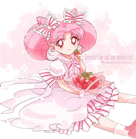 Chibi Usa Bishoujo Senshi Sailor Moon Pink Background Ribbon
