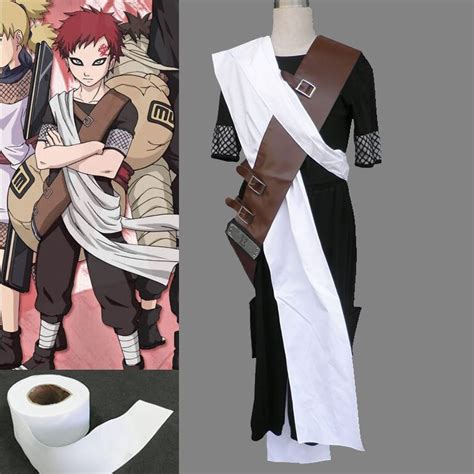 Mens Naruto Sabaku No Gaara Cosplay Costume Shippuuden Black Include T