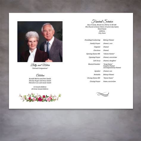 Lds Funeral Program Memorial Service Program Order Of Service Printable