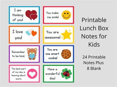 Printable Lunch Box Notes For Kids Encouraging Notes For Etsy Ireland