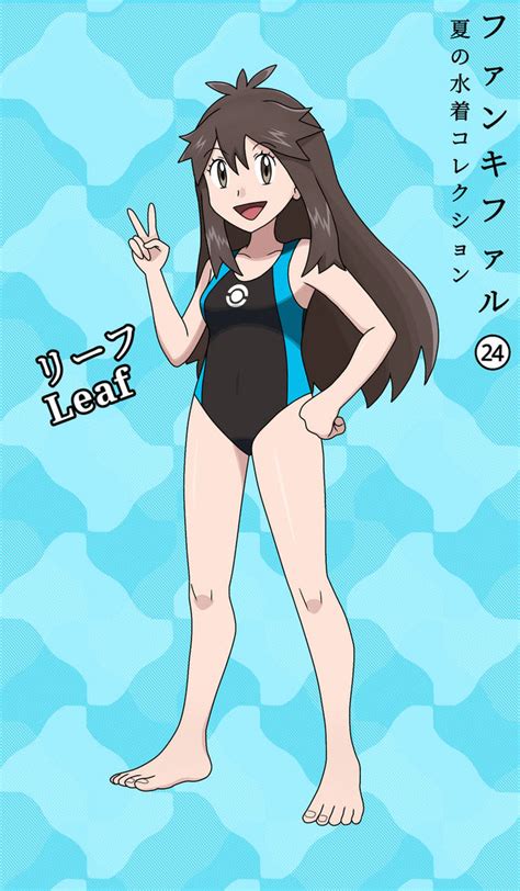 Comm Pokemon Trainer Leaf One Piece Swimsuit By Fankifalu On Deviantart