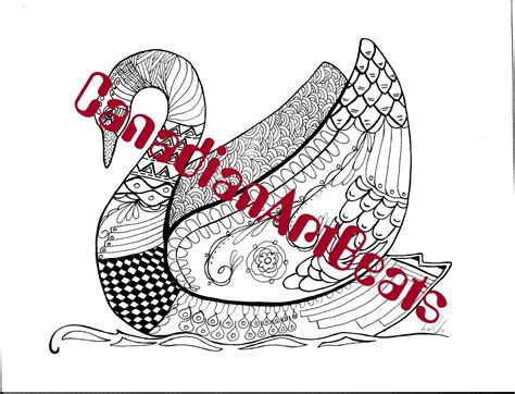 Adult coloring pages, printable coloring book, curse word, gifts under 10, wall art diy, funny quotes, swear, cuss, stress free. Downloadable Swan Zentangle inspired Coloring Page by ...