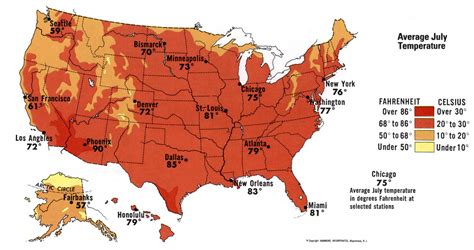 Free Map Of Average July Temperature Of Usa