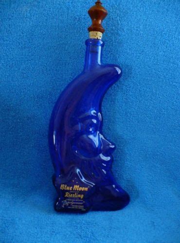 Blue Moon Cobalt Blue Quarter Moon Face Wine Bottle Antique Bottles Bottles And Jars Perfume
