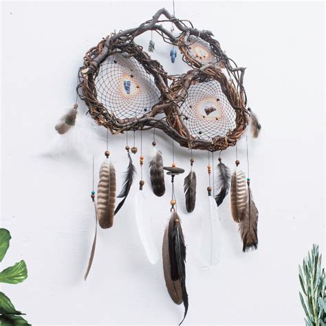Customizable Triple Dream Catcher With Stones Holistic Office Etsy