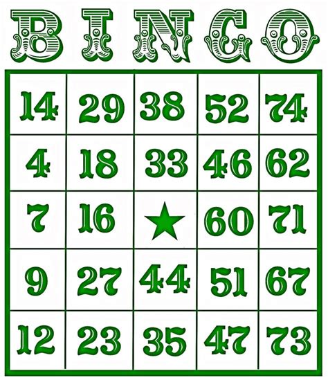 Printable Number Bingo Cards Printable Card Free