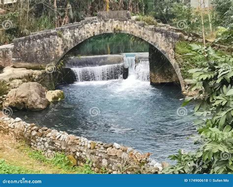 Clear River Flowing Under The Stone Bridge Stock Photo Image Of Wide
