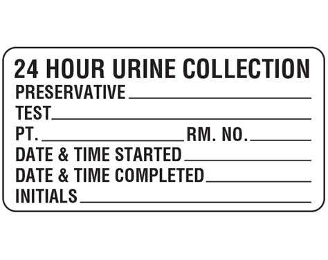 Upcr 9105 Information Labels For 24 Hour Urine Collection