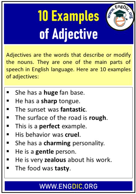 10 Examples Of Adjectives Engdic