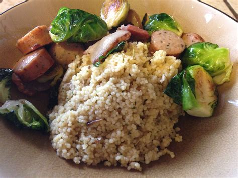I really hope you enjoy this easy chicken apple sausage recipe! Chicken apple Gouda sausage, applewood smoked bacon, and Brussels sprouts atop couscous ...