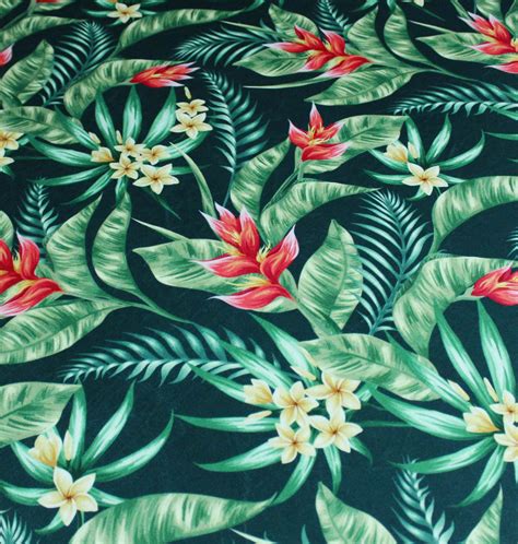 Digital Print Velvet Fabric Of Tropical Floral Pattern For Etsy