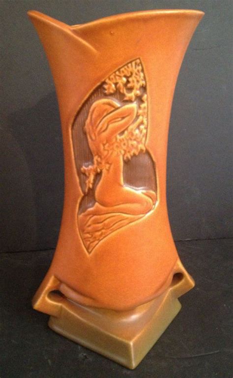 Unusual Roseville Art Pottery Nude Panel Vase Lot 148 Sold For 300