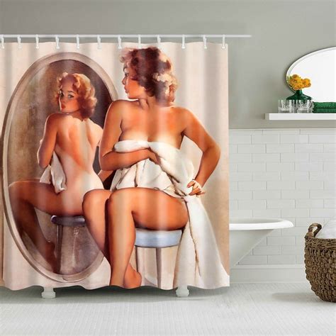 Dafield Sexy Shower Curtain Women Nude Ass Hot Bikini Girls On The