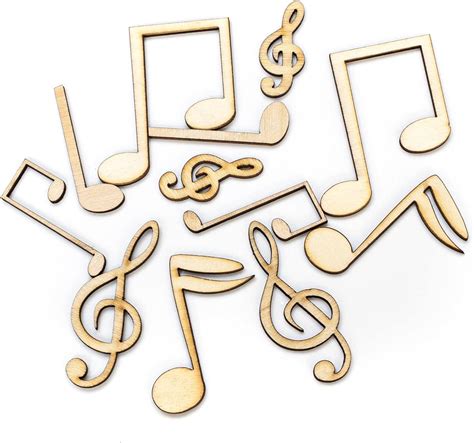 20pcs Music Note Wood Diy Crafts Cutouts Wooden Round