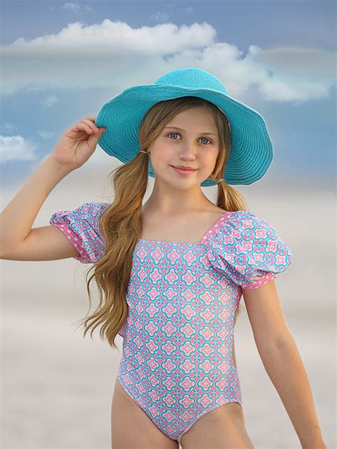 Made For Sunny Days Puff Sleeve One Piece Swimsuit Mia Belle Girls