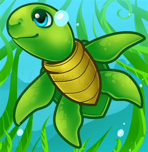 How To Draw A Sea Turtle Cartoon Sea Turtle Step By Step Drawing