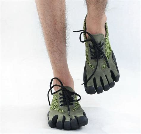 Mens Hemp Weave Mixed Leather Five Fingers Shoes Correct Foot Shape