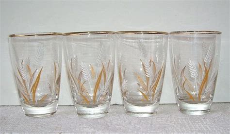 4 Vintage Libbey Golden Wheat Glasses 8 Oz S Party Golden Wheat Libbey Shot Glass Glasses