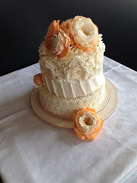 Romantic Peach Peony Sugar Rose Wedding Cake Cake By Cakesdecor