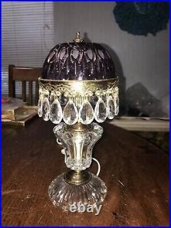 Vintage Michelotti Crystal Glass Prisms Boudoir Parlor Table Lamp Tall Vintage Table Lamp