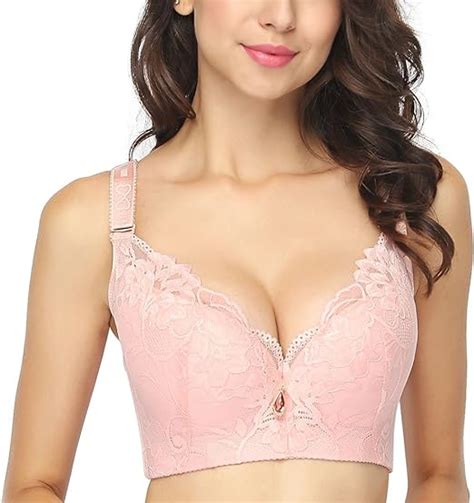 Fallsweet Plus Size Lace Bra C Cup Wide Back Push Up Brassiere For
