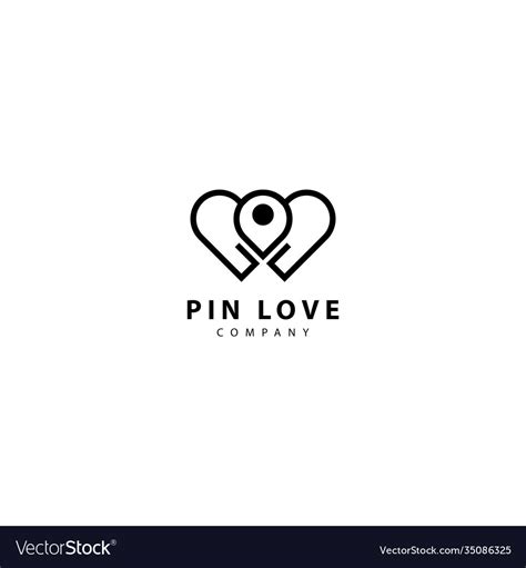 Pin Love Logo Design Icon Royalty Free Vector Image