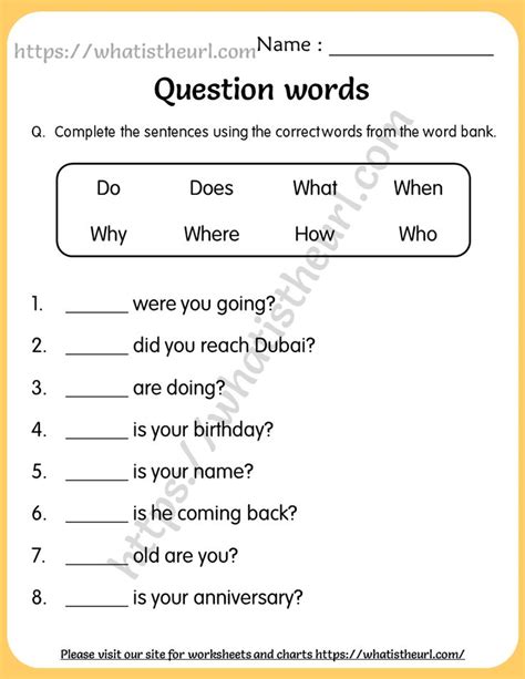 Question Words Worksheets For Grade 3 Worksheets For Grade 3 English