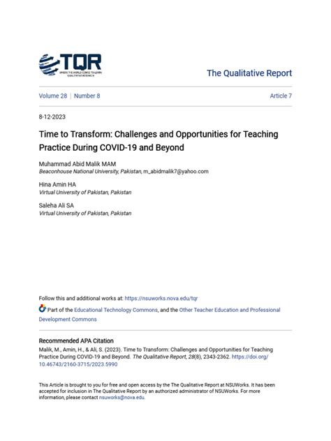 Time To Transform Challenges And Opportunities For Teaching Practice