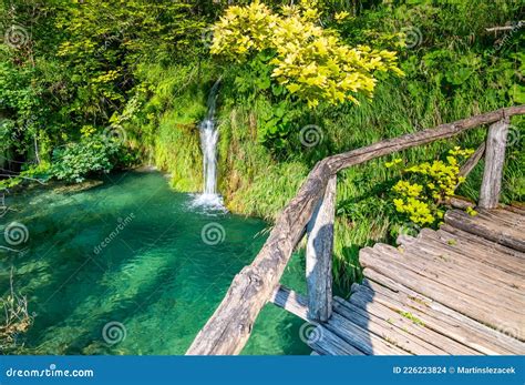 Wooden Footpath At Plitvice National Park Croatia Pathway In The