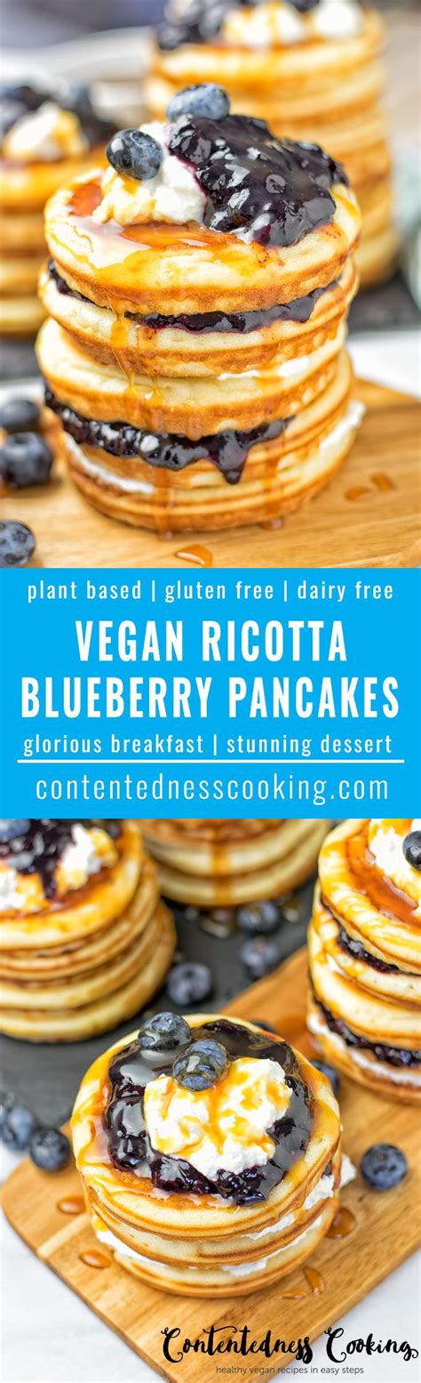 Vegan Ricotta Blueberry Pancakes Contentedness Cooking