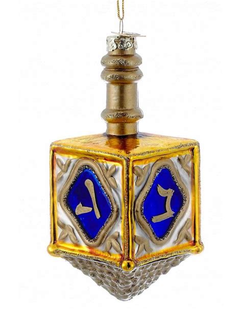 Kurt Adler Jewish Dreidel Glass Ornament 4 Inch Noble Gems Digs N Ts