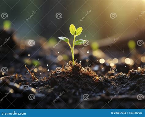 The Seedlings Grow From Fertile Soil And The Morning Sun Shines