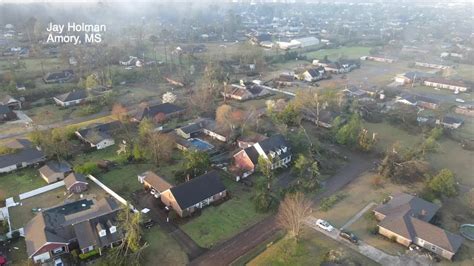 Drone Video Shows Tornado Destruction In Amory Ms Youtube