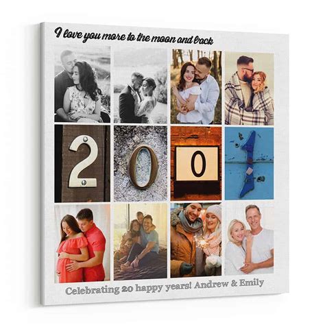 20th Anniversary Photo Collage With Letter Art Canvas Print 365canvas