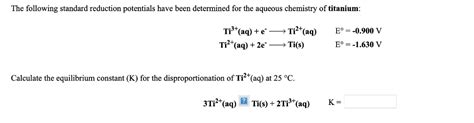 The standard reduction potential for a free co+3 ion is 1.853 v, while in complexed state co(nh3)6+3, it decreases to 0.1 v. Solved: The Following Standard Reduction Potentials Have B ...