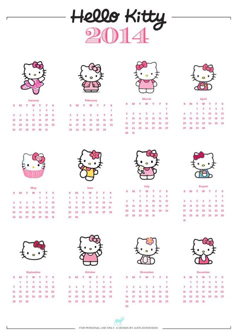 Diy Free A4 Hello Kitty Calendar Justlovedesign Filofax Planners