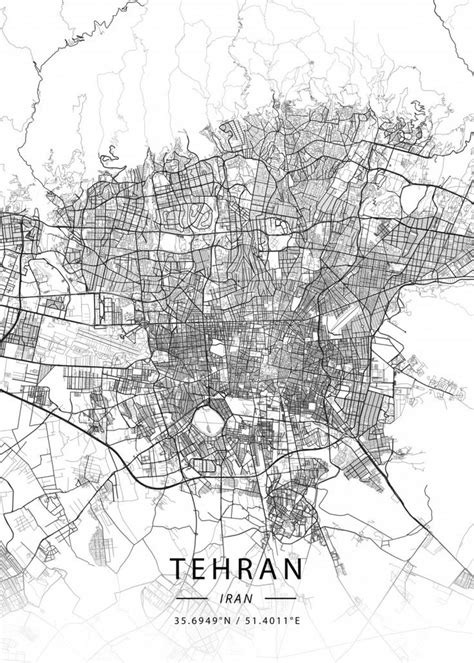 Tehran Iran Poster By Designer Map Art Displate Street Map Art